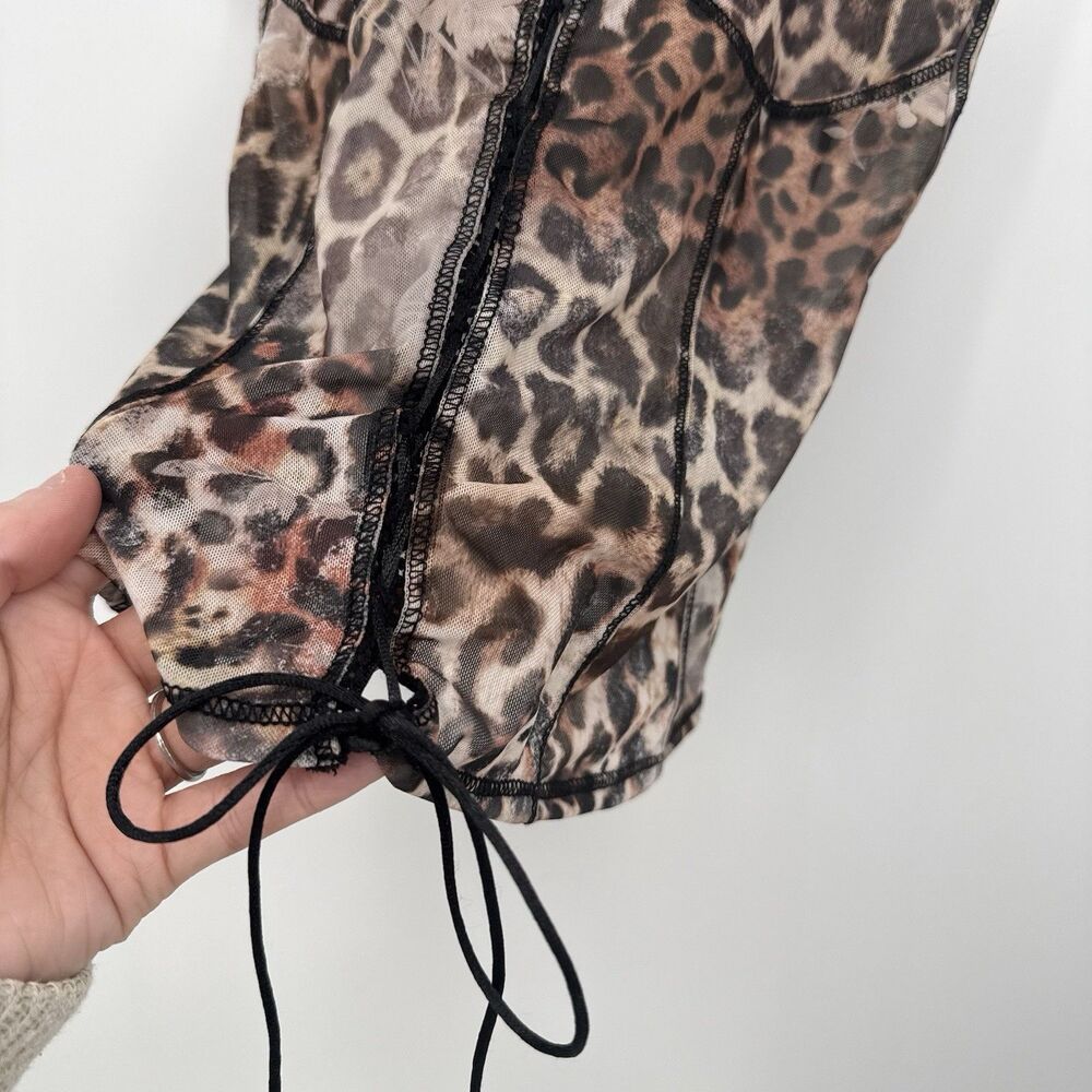Jaded London Zelda Leopard Lace Up Mesh Corset Tank Top Size US 2 - Picture 3 of 9